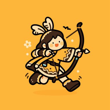 Çizgi film Amerikan Yerlisi Archer Koşu ve Çekim