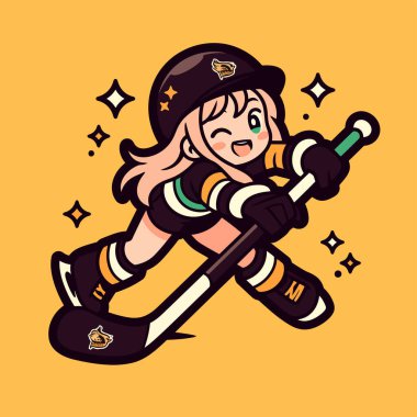 Anime Kız Hokey Oyuncusu Çizgi Filmi