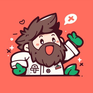 Gülümseyen Bilimadamı Retro Çizgi Film Biçiminde Başparmak Veriyor