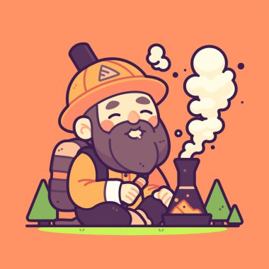 Ormandaki kamp ateşinin tadını çıkaran mutlu yürüyüşçüler.