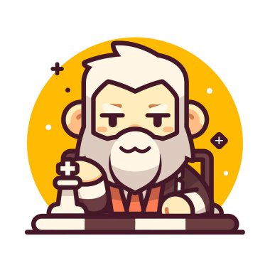 Çizgi film tarzında satranç oynayan maymun.