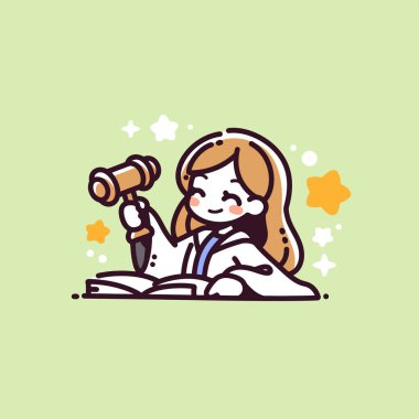 Gavel ve Book 'la şirin çizgi film yargıcı.