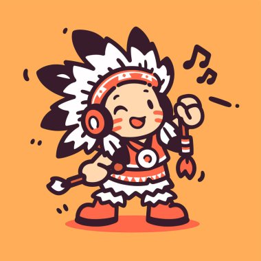 Kulaklıklı Mutlu Amerikan Çocuğu Şarkı Söylüyor ve Dans Ediyor