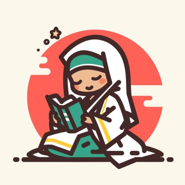 Kitap okuyan genç Müslüman kız.