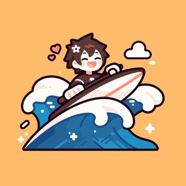 Okyanusta sörf yapan mutlu bir sörfçü.