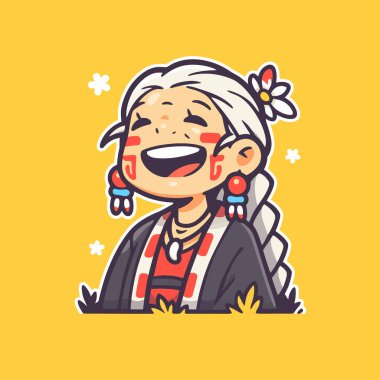 Mutlu Yerli Amerikan Kadın Çizgi Filmi