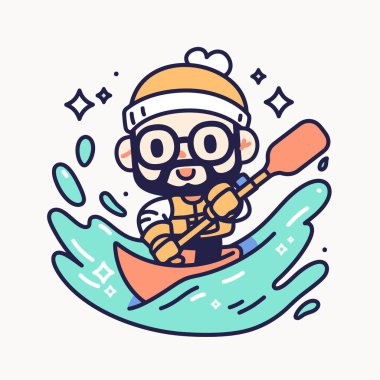 Kanoda kürek çeken Kano Macerası Çizgi Filmci