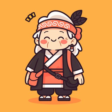 Geleneksel Kıyafette Çizgi Film Büyükannesi