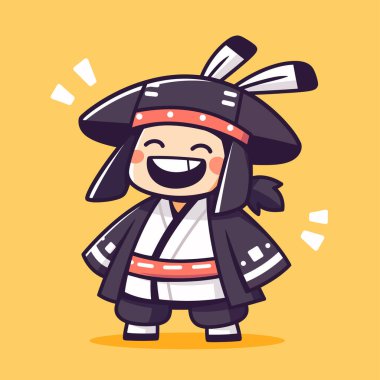 Neşeli Samuray Karakteri Çizimi