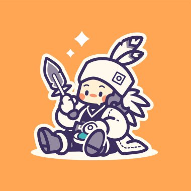 Sevimli çizgi film Amerikan yerlisi savaşçı karakter