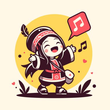 Neşeli Etnik Çocuk Şarkı Söylüyor