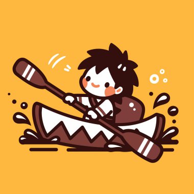 Karikatür Kanocusu Nehirde Yüzüyor