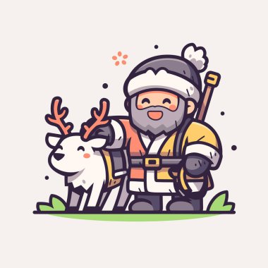 Ren Geyiği Noel Çizgi Filmi İllüstrasyonlu Noel Baba