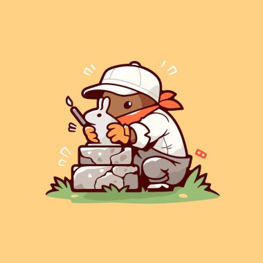 Tavşan heykeli oyan şirin bir ben..