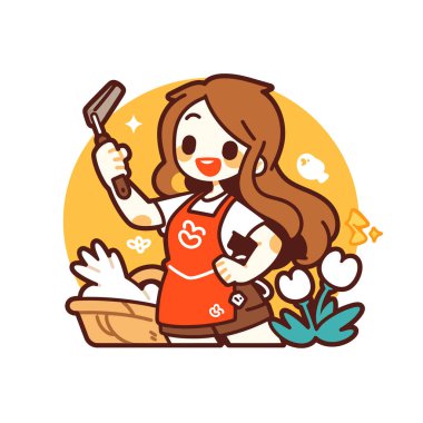 Çizgi film şefi krep yapıyor.