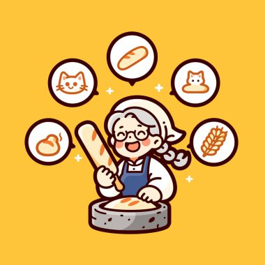 Ekmek ve kedi çizgi filmiyle fırıncı