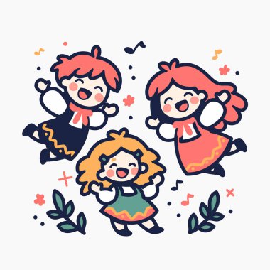 Neşeli Çocuklar Dans Ediyor ve Kutluyor