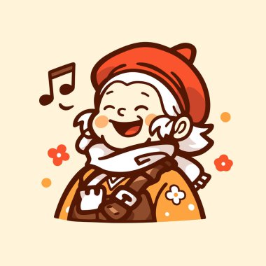 Beret and Musical Notes 'lu Mutlu Çizgi Film Şarkıcısı