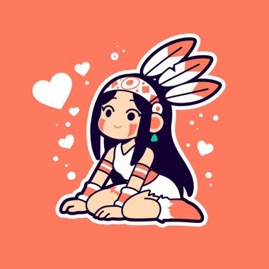 Chibi Amerikan Yerlisi Kalpli Kız