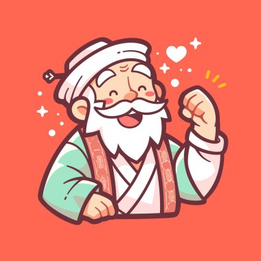 Mutlu Asyalı Yaşlı Adam Tezahüratı