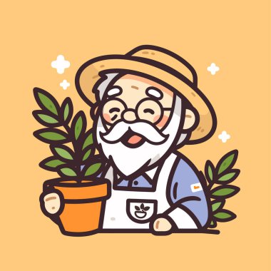 Bitki saksısı olan bahçıvan