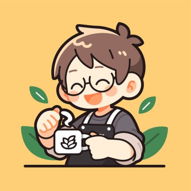 Barista 'nın elinde bir kupa kahveyle