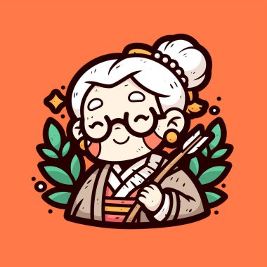 Oklu ve yaylı yaşlı kadın okçu.