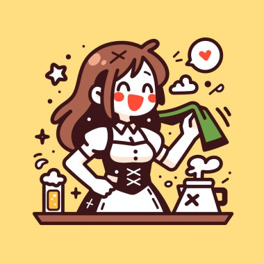 Oktoberfest Çizgi Filmi Bavyeralı Bira Garsonu