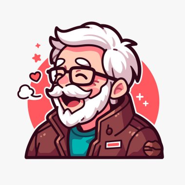 Kalp Sembollü Gülümseyen Yaşlı Adam