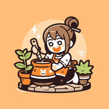 Mutlu Aşçı Bahçede Yemek Pişiriyor