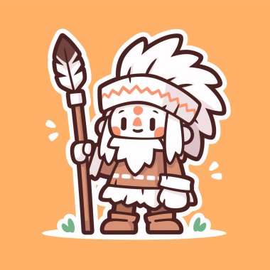 Mızraklı Sevimli Amerikan Yerlisi Çizgi Filmi