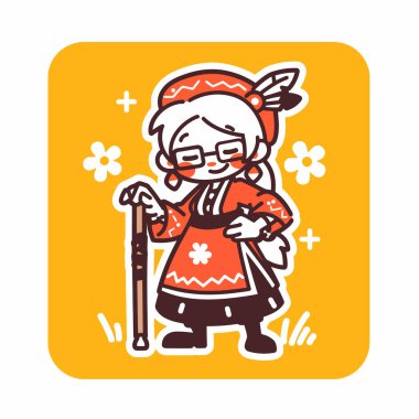 Yürüyen Çubuklu Amerikan yerlisinin çizgi filmi.