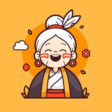 Geleneksel Giyimli Neşeli Yaşlı Kadın