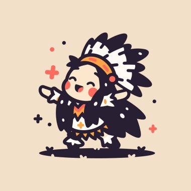 Geleneksel Giyimde Mutlu Amerikan Çocuğu