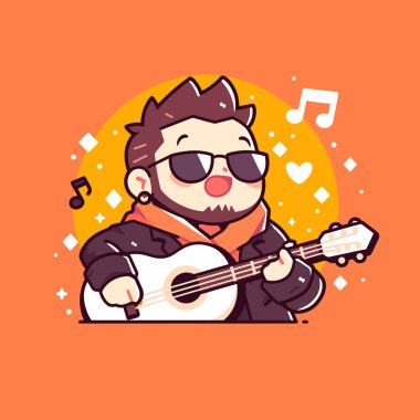 Gitarlı çizgi film müzisyeni