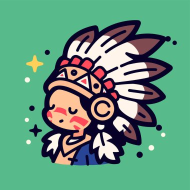 Chibi Amerikan Yerlisi Headresli