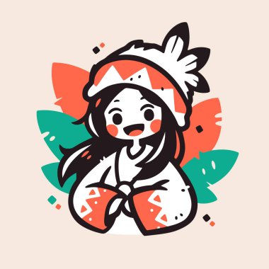 Geleneksel Giyimli Çekici Amerikan Kızı