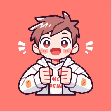 Kapüşonlu Neşeli Anime Çocuk