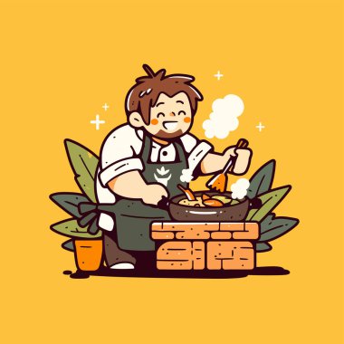 Neşeli Şef Lezzetli Yemek Pişiriyor