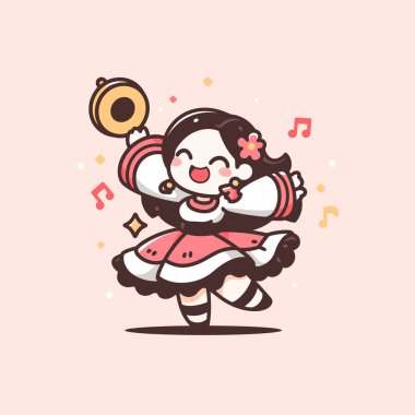 Tef çalan Chibi Dansçısı