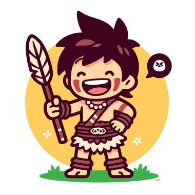 Mızrak tutan Mutlu Mağara Adamı