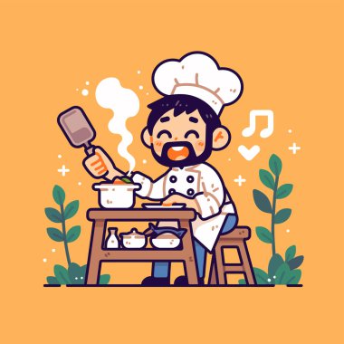 Neşeli Şef Lezzetli Yemek Pişiriyor