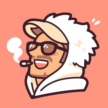 Güneş gözlüklü ve sigaralı havalı çizgi film adamı.