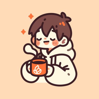 Tatlı Çizgi Film Karakteri Sıcak İçkinin Tadını Çıkartıyor