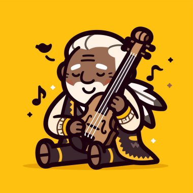 Yaşlı yerli Amerikan Müzisyeni Keman Çalıyor