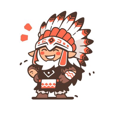 Tüylü Amerikan Yerlisi şirin bir çizgi film.