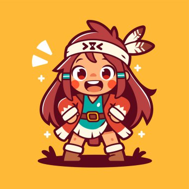 Amerikan Yerlisi Kız Çizgi Film Çizimi