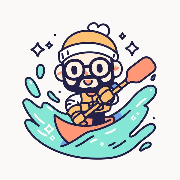 Kanoda kürek çeken Kano Macerası Çizgi Filmci