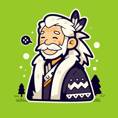 Dost canlısı Amerikan Yerlisi Yaşlı Çizgi Film Yapıştırması