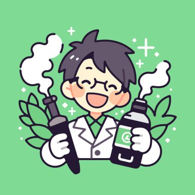 Vape ve E-Sıvı Çizgi Filmi ile Bilim Adamı